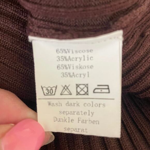 Grace Karin Women Cardigan Sweater L Brown Ribbed Fitted‎ Preppy Academia Office - Picture 7 of 9